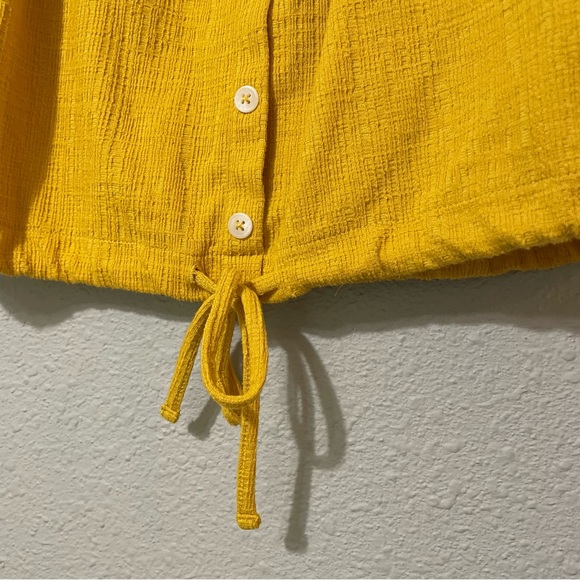 Madewell Texture & Thread Yellow Flutter Sleeve Button Front Blouse M - Picture 2 of 11